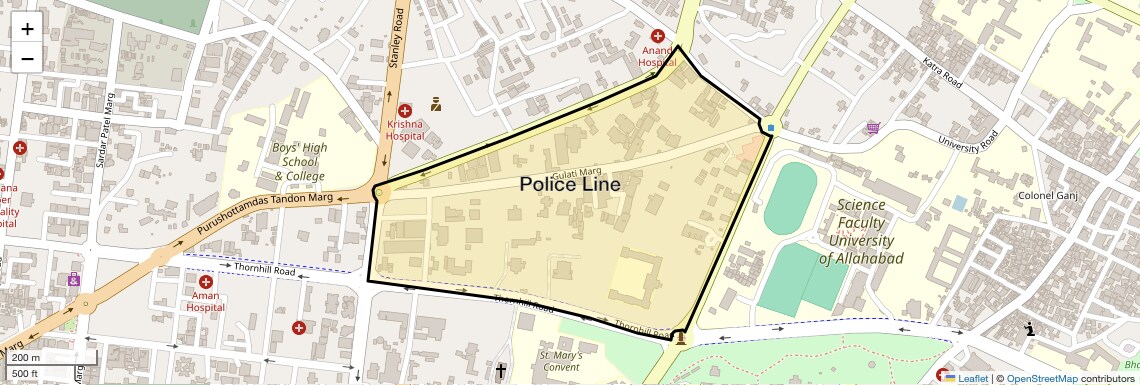 Location Map of Police Line, Allahabad