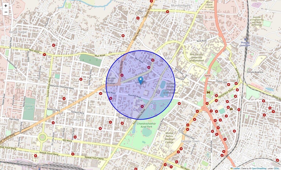 Location Map of Police Line, Allahabad