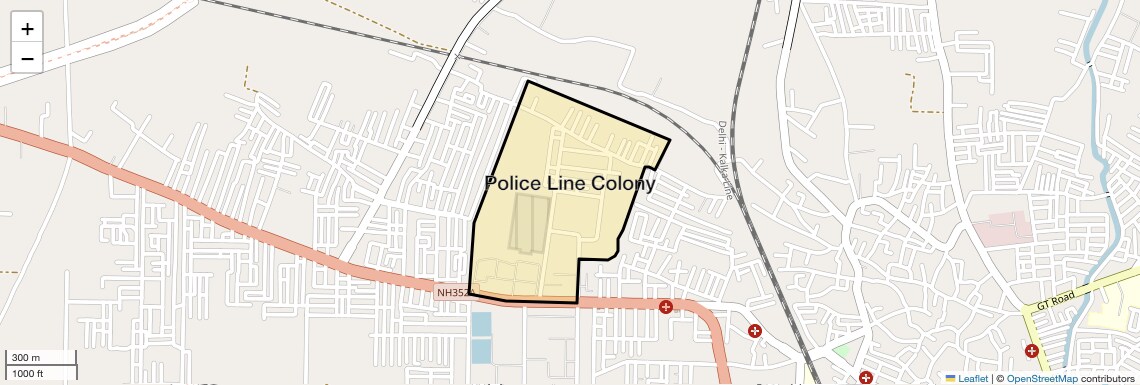 Location Map of Police Line Colony, Sonipat