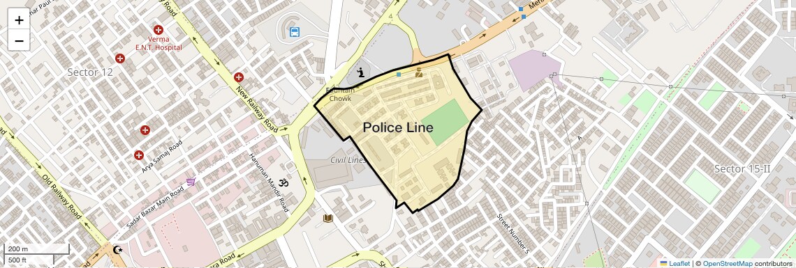 Location Map of Police Line, Gurgaon