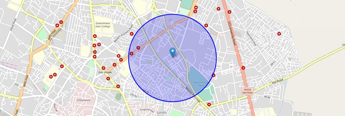 Location Map of Police Lines, Meerut