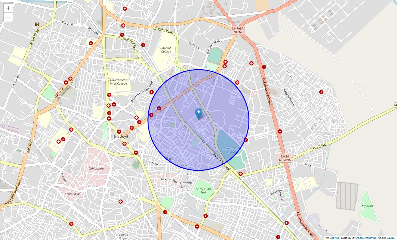 Location Map of Police Lines, Meerut