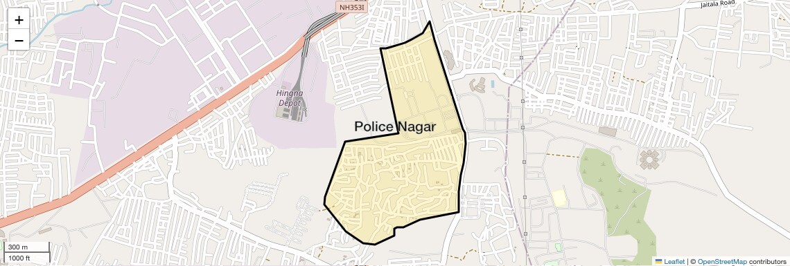 Location Map of Police Nagar, Nagpur