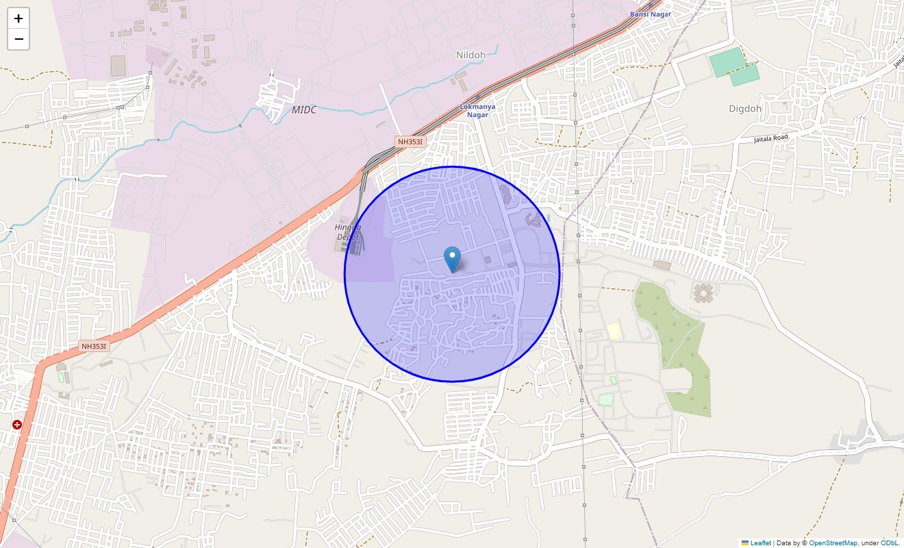 Location Map of Police Nagar, Nagpur