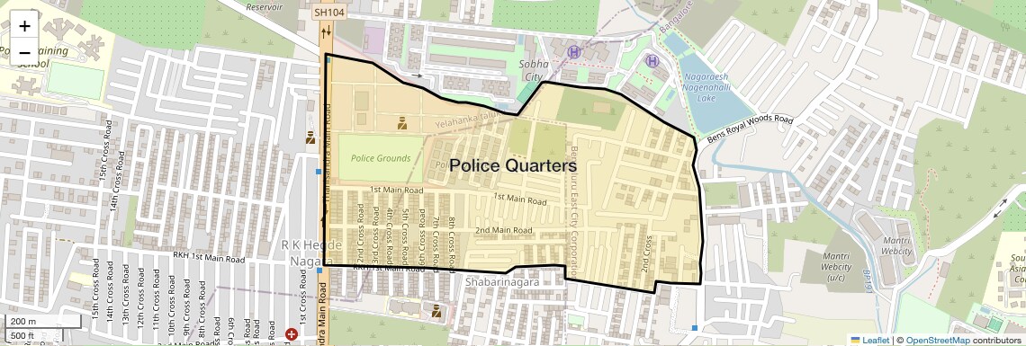 Location Map of Police Quarters, Bangalore