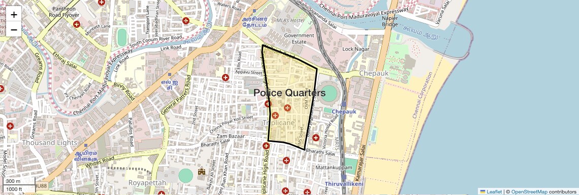 Location Map of Police Quarters, Chennai