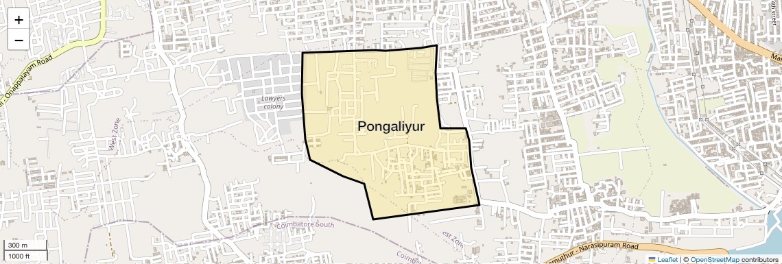 Location Map of Pongaliyur, Coimbatore