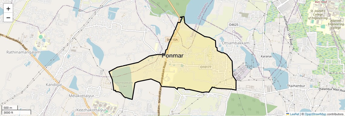 Location Map of Ponmar, Chennai