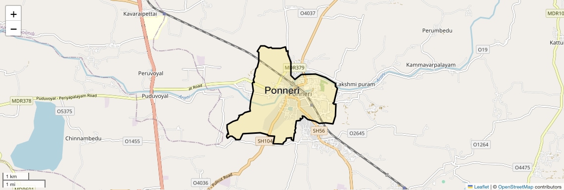Location Map of Ponneri, Chennai