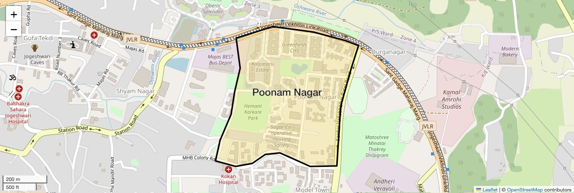 Location Map of Poonam Nagar, Mumbai