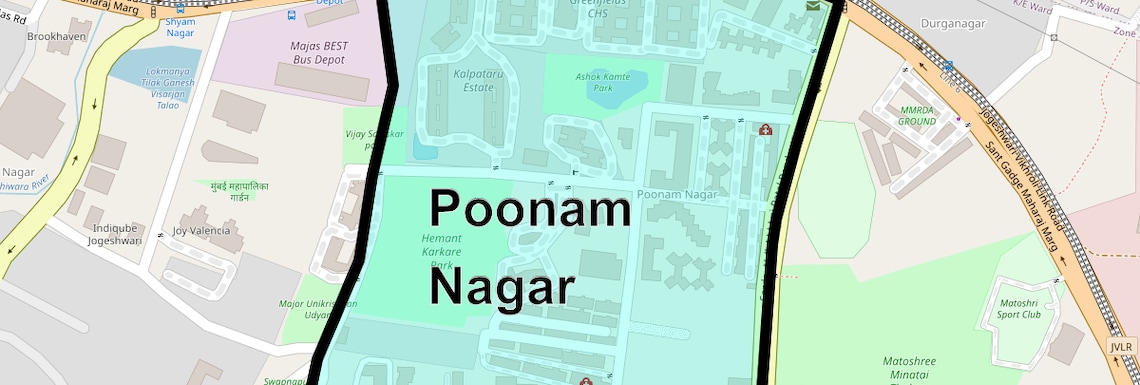 Location Map of Poonam Nagar, Mumbai