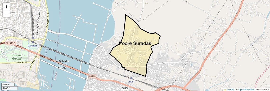 Location Map of Poore Suradas, Allahabad
