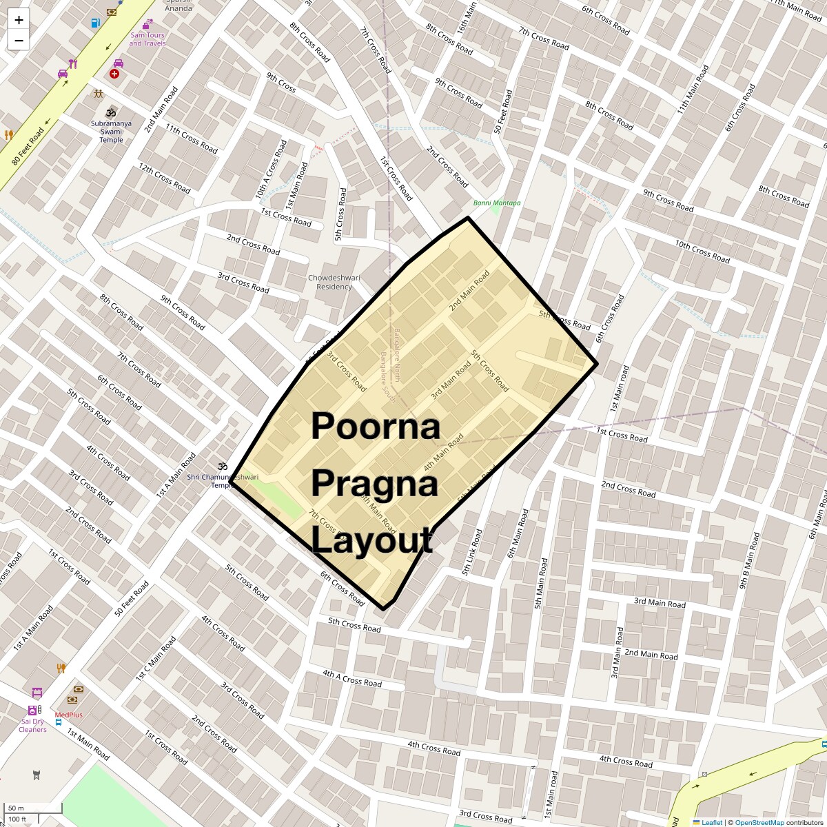 Check Time Travel of Poorna Pragna Layout, Bangalore