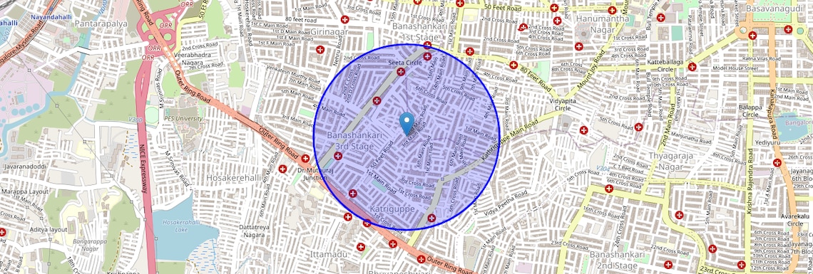 Location Map of Poorna Pragna Layout, Bangalore