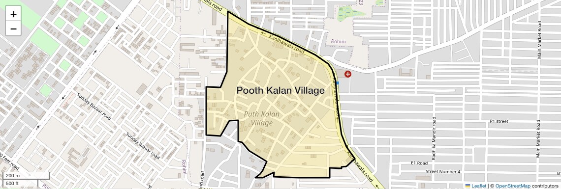 Location Map of Pooth Kalan Village, Delhi