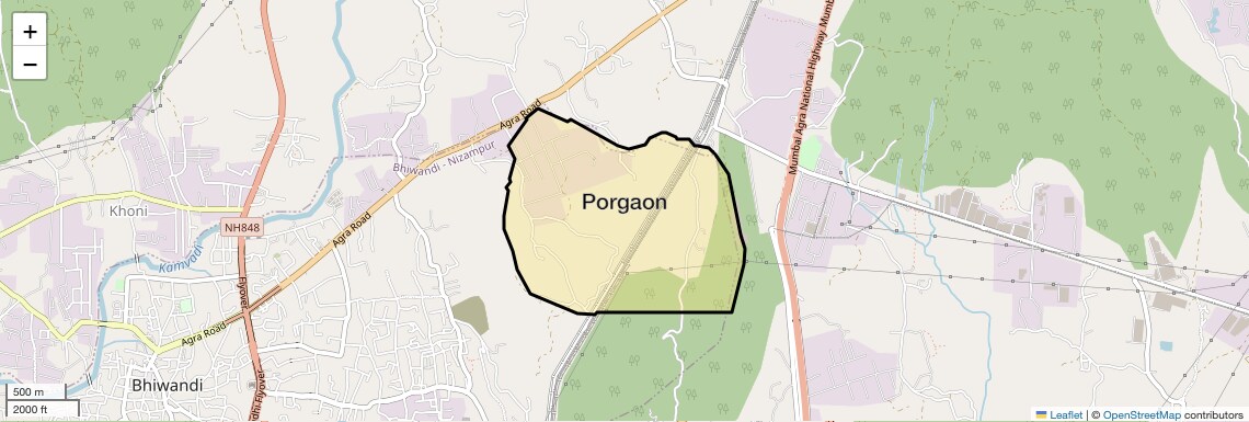 Location Map of Porgaon, Thane