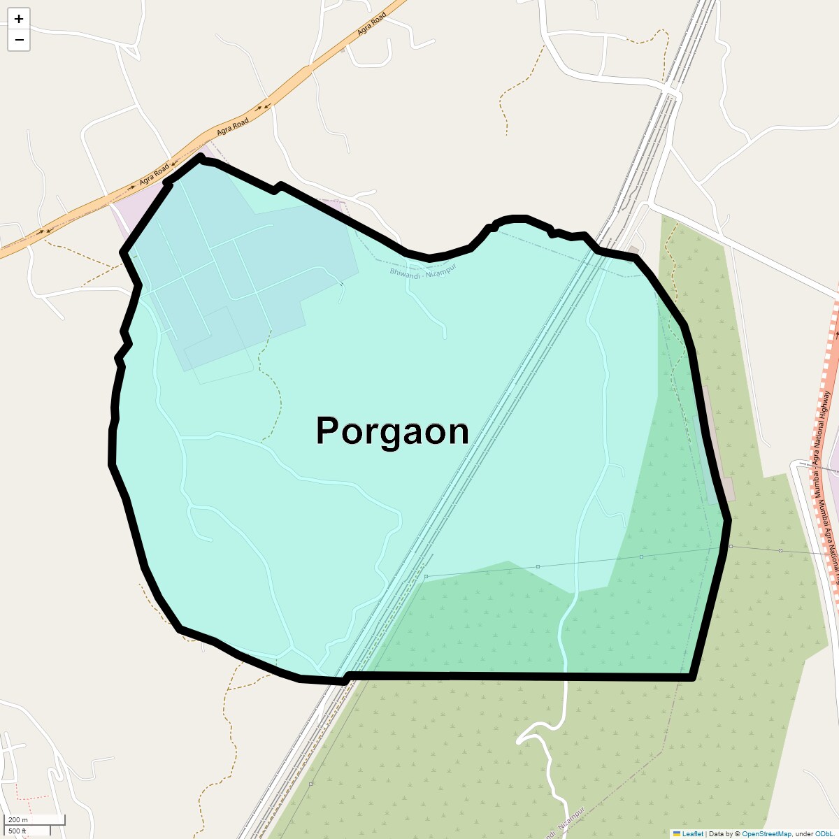 Location Map of Porgaon, Thane
