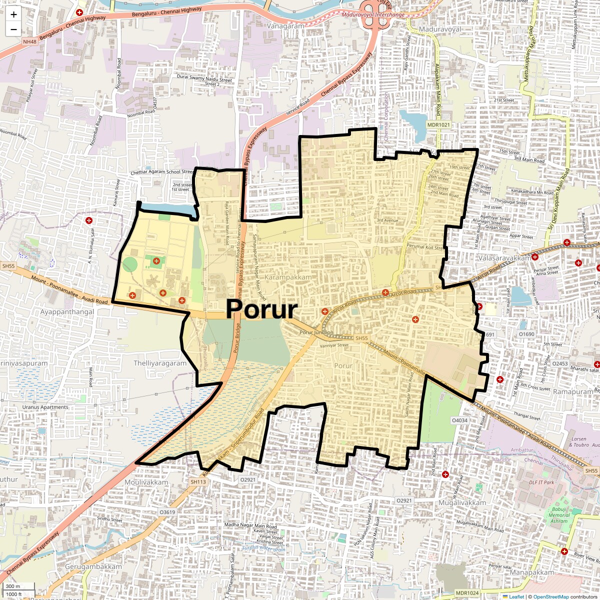 Location Map of Porur, Chennai