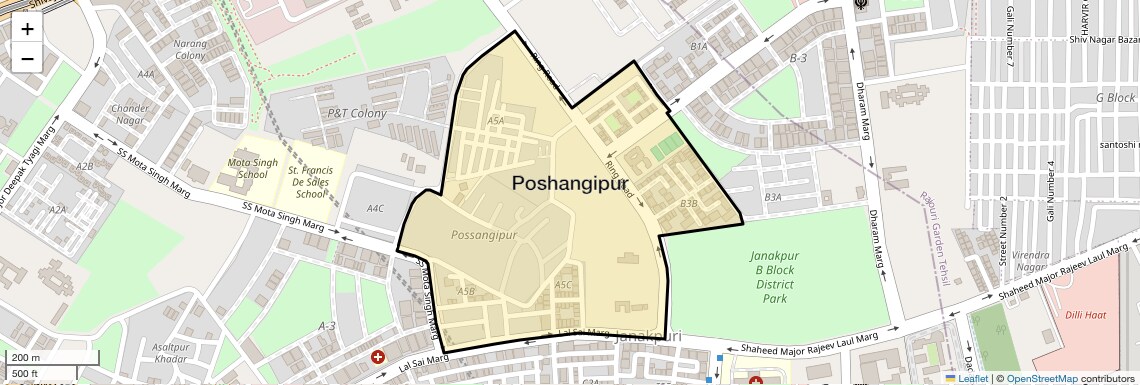 Location Map of Poshangipur, Delhi