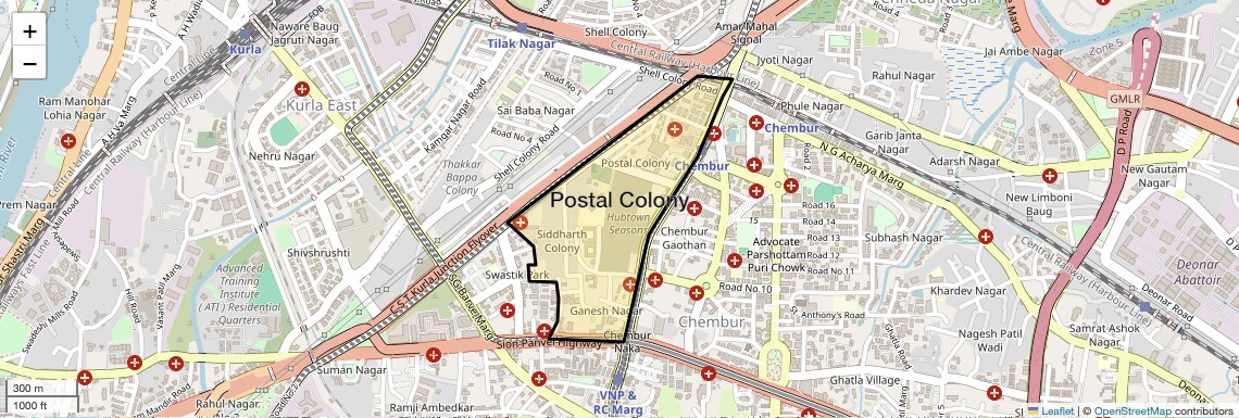 Location Map of Postal Colony, Mumbai