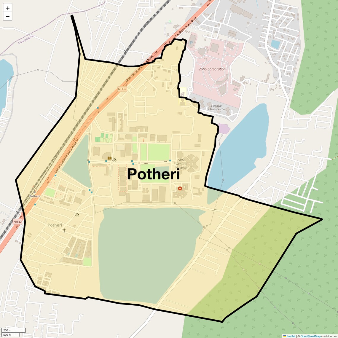 Location Map of Potheri, Chennai