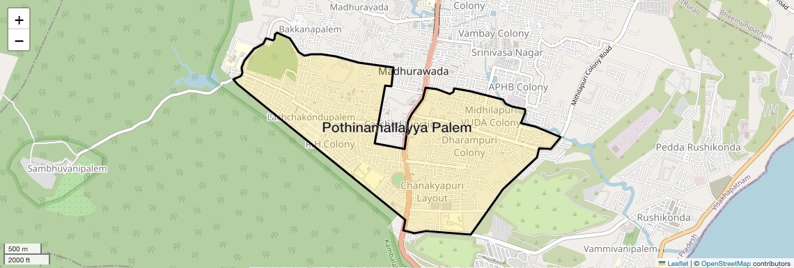 Location Map of Pothinamallayya Palem, Vizag