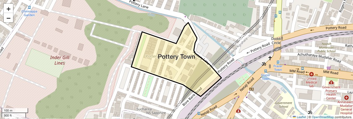 Location Map of Pottery Town, Bangalore