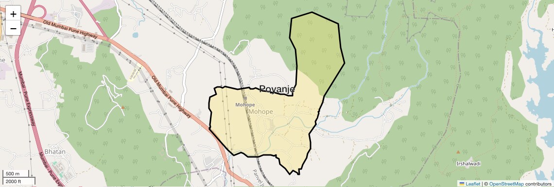 Location Map of Poyanje, Navi Mumbai