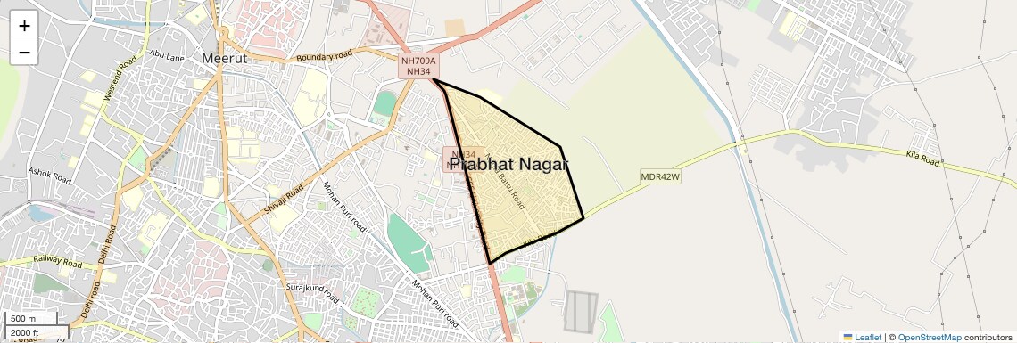 Location Map of Prabhat Nagar, Meerut