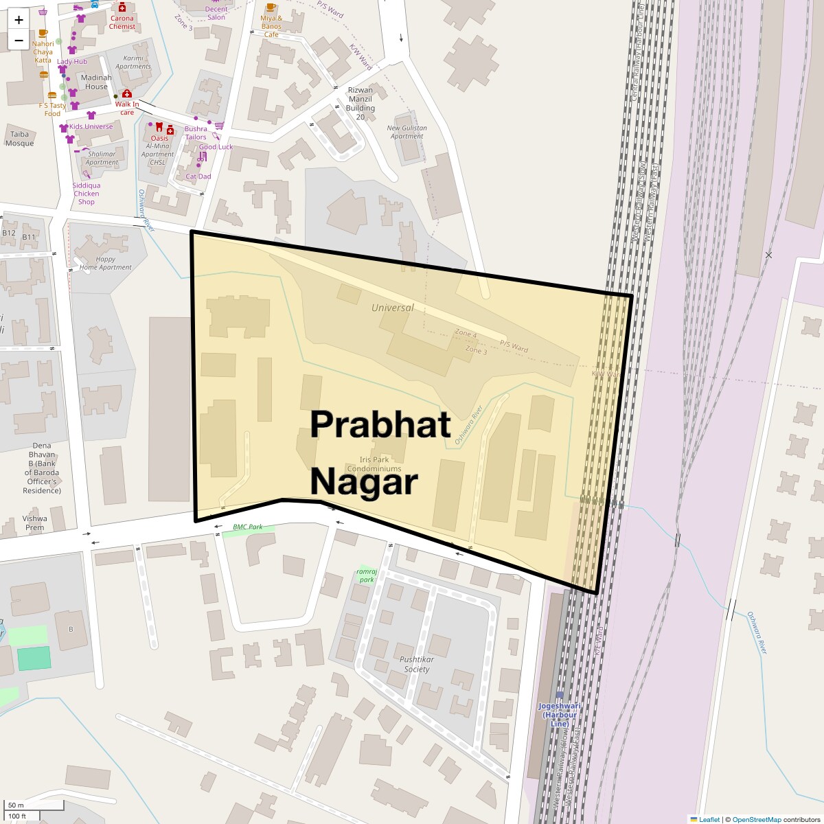 Location Map of Prabhat Nagar, Mumbai