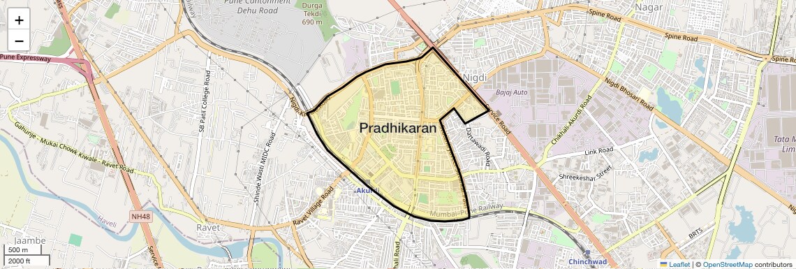 Location Map of Pradhikaran, Pune