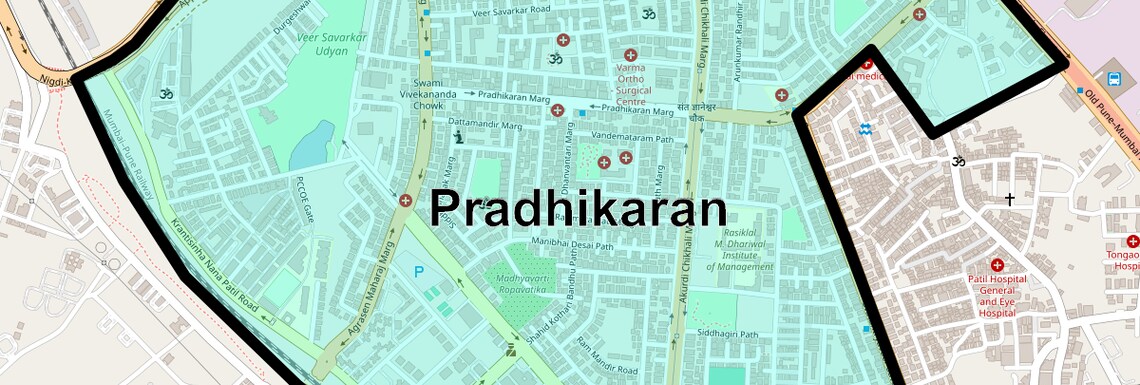 Location Map of Pradhikaran, Pune