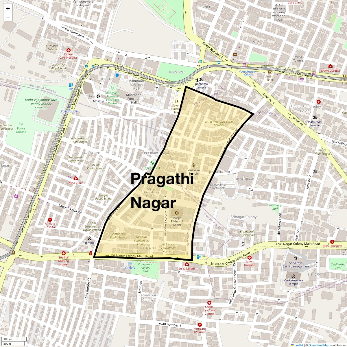 Check Time Travel of Pragathi Nagar, Hyderabad