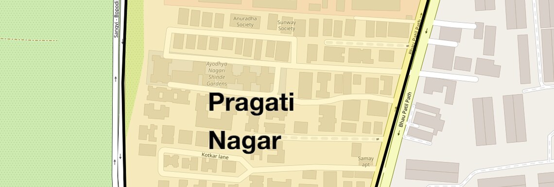 Location Map of Pragati Nagar, Pune