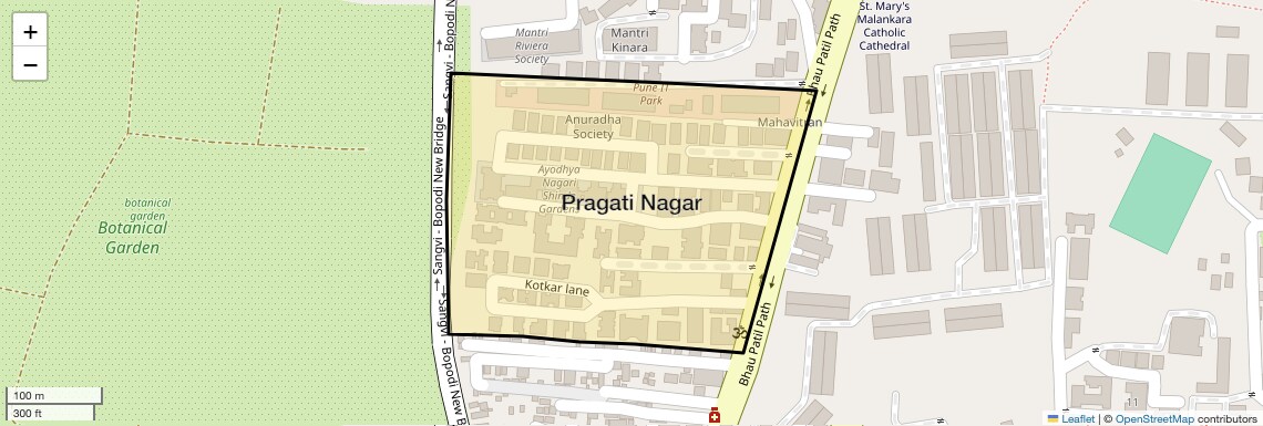 Location Map of Pragati Nagar, Pune