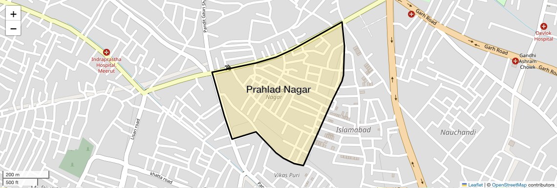 Location Map of Prahlad Nagar, Meerut