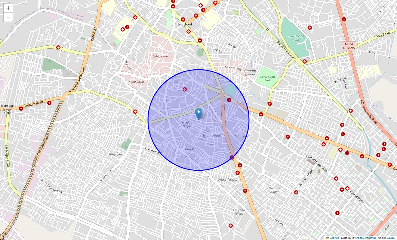 Location Map of Prahlad Nagar, Meerut