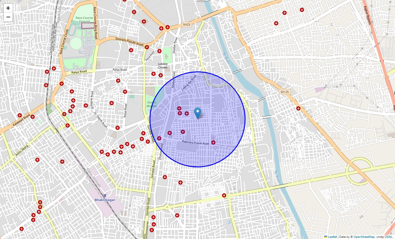Location Map of Prahlad Plot, Rajkot