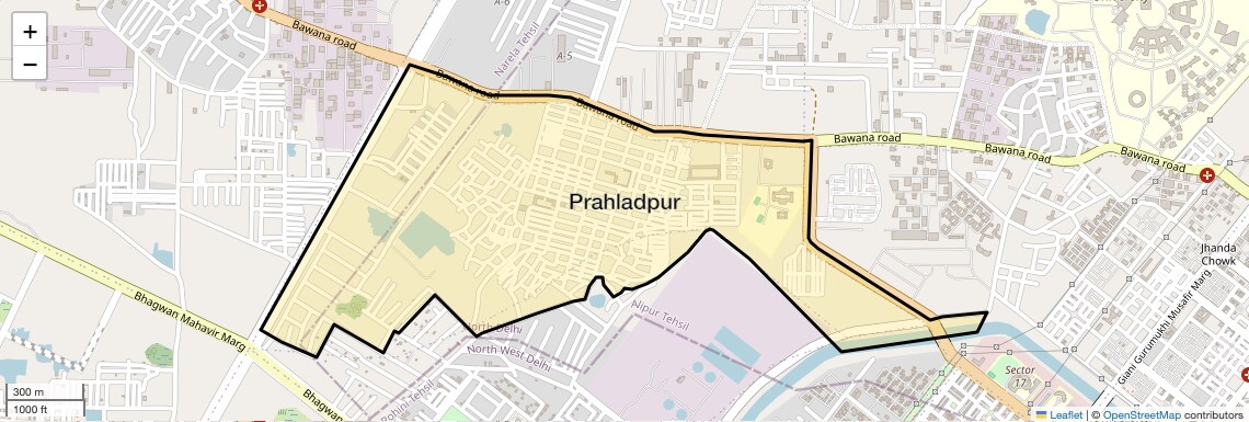 Location Map of Prahladpur, Delhi