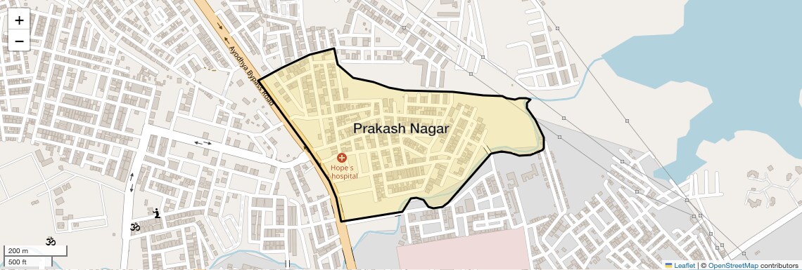 Location Map of Prakash Nagar, Bhopal