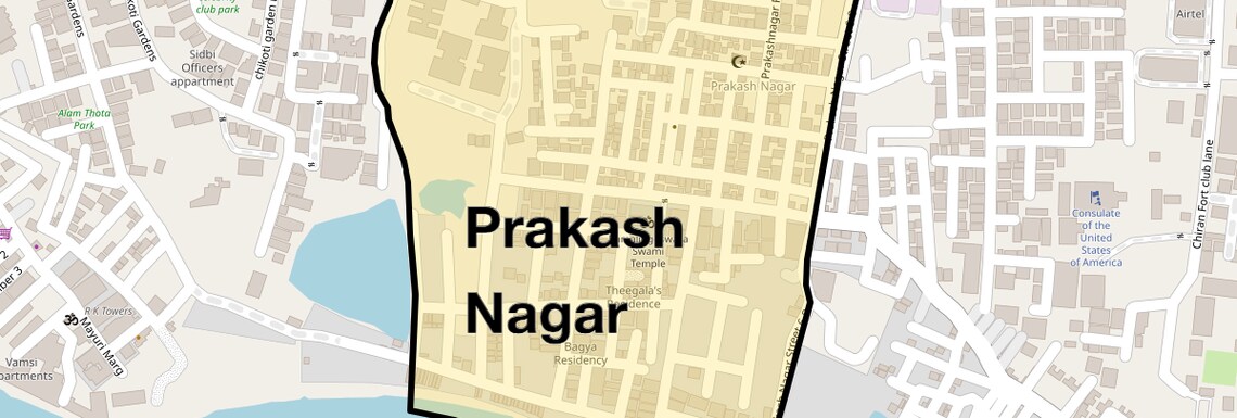Location Map of Prakash Nagar, Hyderabad