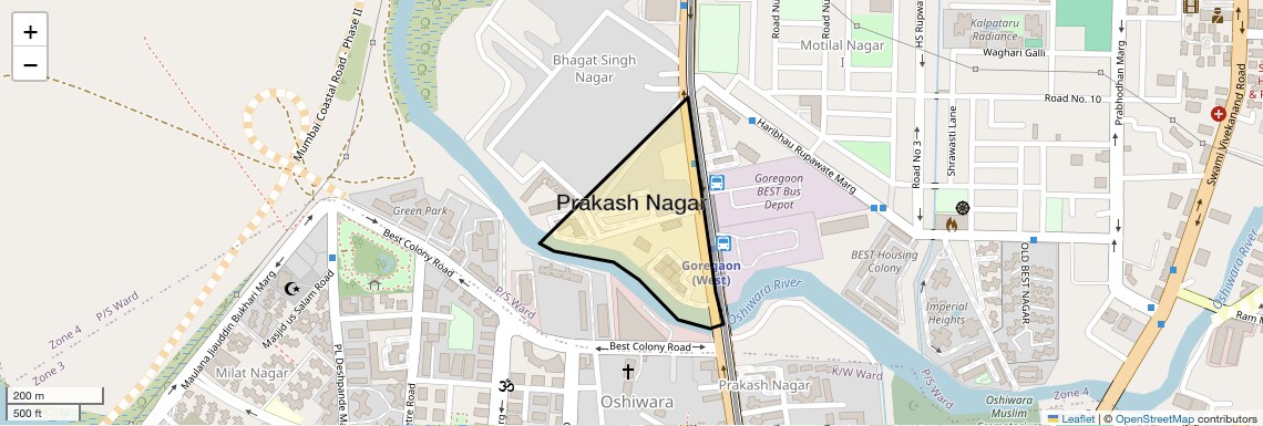 Location Map of Prakash Nagar, Mumbai