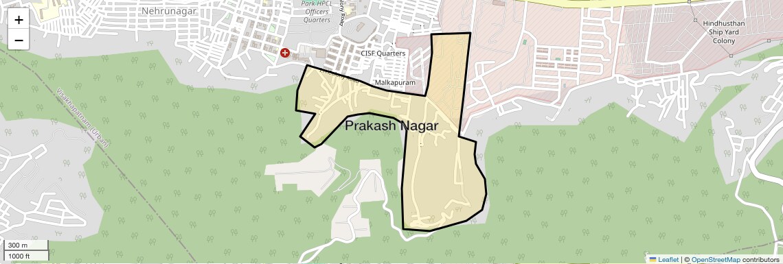 Location Map of Prakash Nagar, Vizag