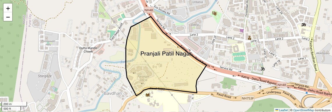 Location Map of Pranjali Patil Nagar, Pune