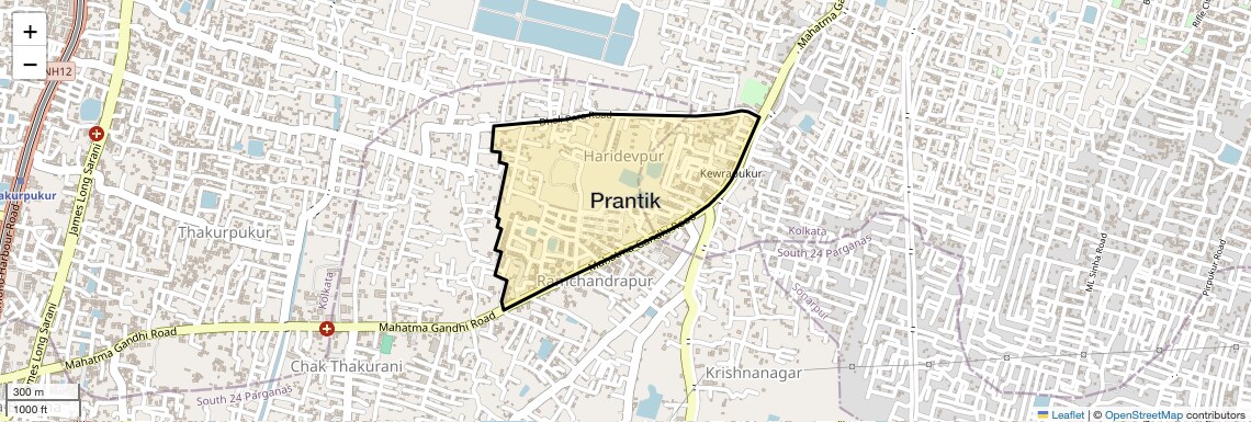 Location Map of Prantik, Kolkata