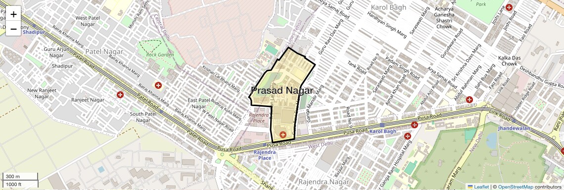 Location Map of Prasad Nagar, Delhi