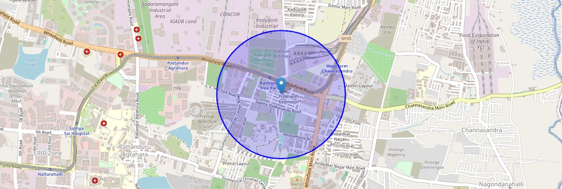 Location Map of Prasanth Layout, Bangalore