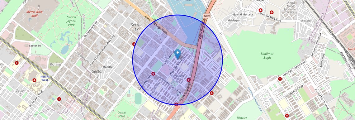 Location Map of Prashant Vihar, Delhi