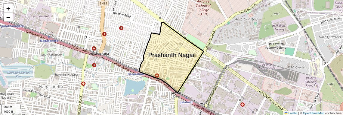 Location Map of Prashanth Nagar, Bangalore