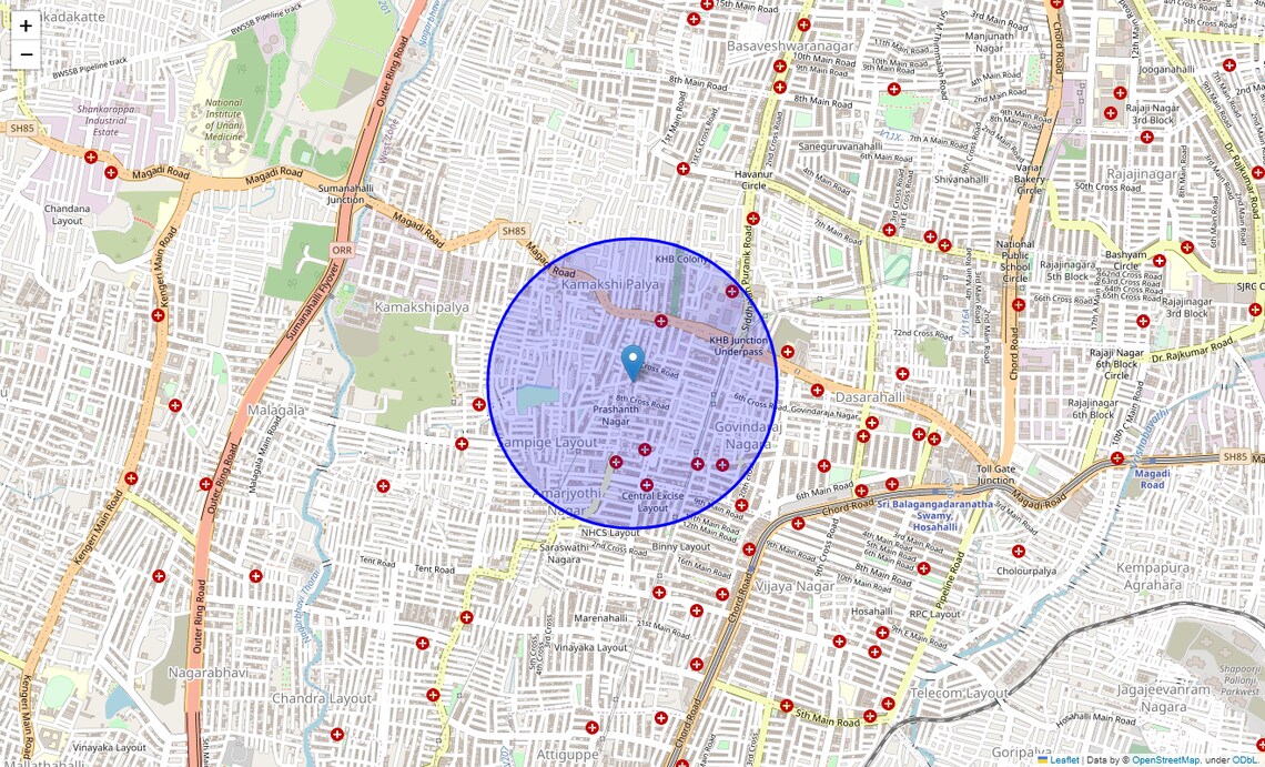 Location Map of Prashanth Nagar, Bangalore